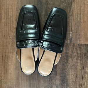 Marc Fisher Black Leather Mules
